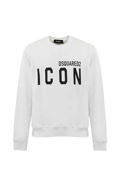 Dsquared2 Icon Sweatshirt In Cotton In White-black