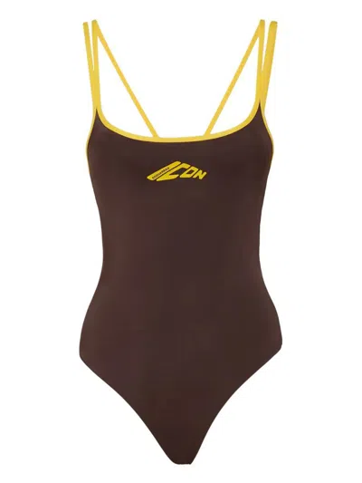 Dsquared2 Icon Swimsuit In Dk Brown