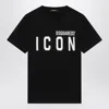 Dsquared2 Men Black Crewneck T-shirt With Maxi Logo Print On The Front In Cotton Man In Black