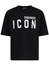 Dsquared2 Black Crewneck T-shirt With Maxi Logo Print On The Front In Cotton Man In Black