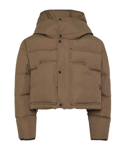 Dsquared2 Icon Utility Hooded Puffer Jacket In Brown