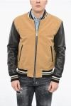 Dsquared2 Icon Varsity Bomber Jacket With Leather Sleeves