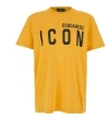Dsquared2 Yellow Crewneck T-shirt With Maxi Logo Print On The Front In Cotton Man In Yellow