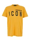 Dsquared2 Yellow Crewneck T-shirt With Maxi Logo Print On The Front In Cotton Man In Yellow