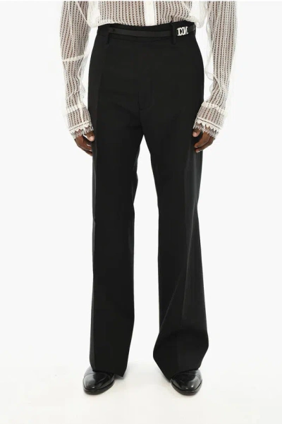 Dsquared2 Icon Virgin Wool Pants With Monogram Detail In Black