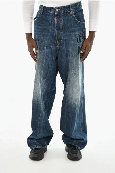 Dsquared2 Icon Wide Leg Loose Fit Jeans In Blue