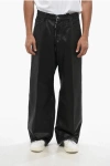 Dsquared2 Icon Wide Leg Waxed Denim Eros Jeans 32cm In Black