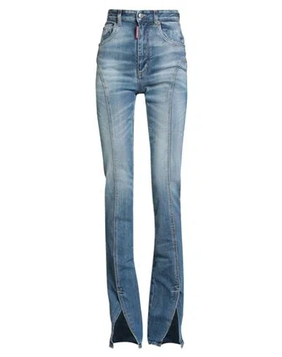 Dsquared2 Icon Woman Jeans Blue Size 2 Cotton, Elastane, Calfskin