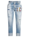 Dsquared2 Icon Woman Jeans Blue Size 8 Cotton, Elastane, Calfskin In Blue