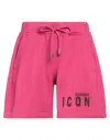 Dsquared2 Icon Woman Shorts & Bermuda Shorts Fuchsia Size Xs Cotton, Elastane In Pink