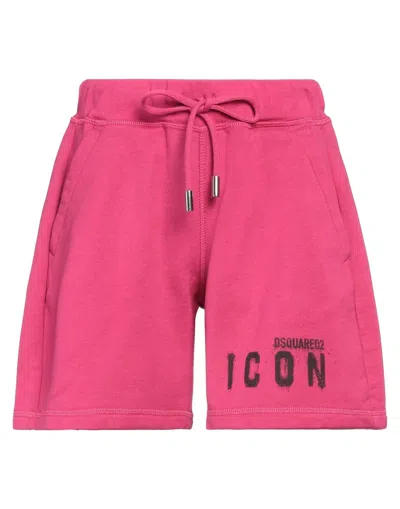 Dsquared2 Icon Woman Shorts & Bermuda Shorts Fuchsia Size Xs Cotton, Elastane In Pink