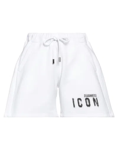 Dsquared2 Icon Woman Shorts & Bermuda Shorts White Size Xs Cotton, Elastane
