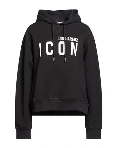 Dsquared2 Icon Woman Sweatshirt Black Size M Cotton, Elastane