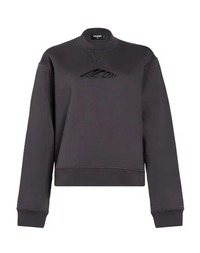 Dsquared2 Icon Woman Sweatshirt Charcoal Size Xs Cotton, Polyester In Gray