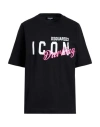 Dsquared2 Icon Woman T-shirt Black Size L Cotton, Elastane