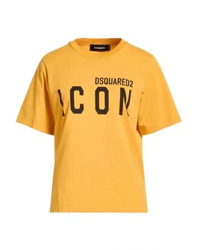 Dsquared2 Icon Woman T-shirt Marigold Size L Cotton In Orange