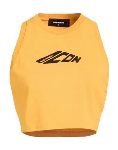 Dsquared2 Icon Woman Top Mustard Size L Cotton In Yellow