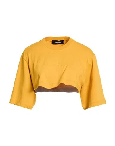 Dsquared2 Icon Woman T-shirt Marigold Size Xs Cotton In Yellow
