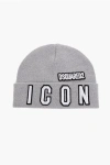 DSQUARED2 ICON WOOL BLEND BEANIE WITH EMBOSSED LOGO