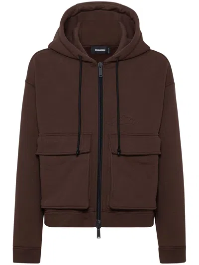 Dsquared2 Icon Zip-up Hoodie In Brown