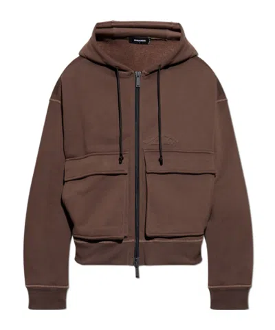 DSQUARED2 DSQUARED2 LOGO EMBOSSED ZIPPED HOODIE