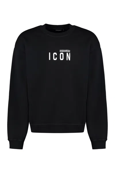 Dsquared2 Iconic Black Cotton Crewneck Sweatshirt