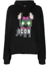 DSQUARED2 ICONIC BLACK COTTON HOODIE FOR WOMEN FROM DSQUARED2