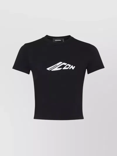 DSQUARED2 ICONIC CREW NECK CROPPED T-SHIRT