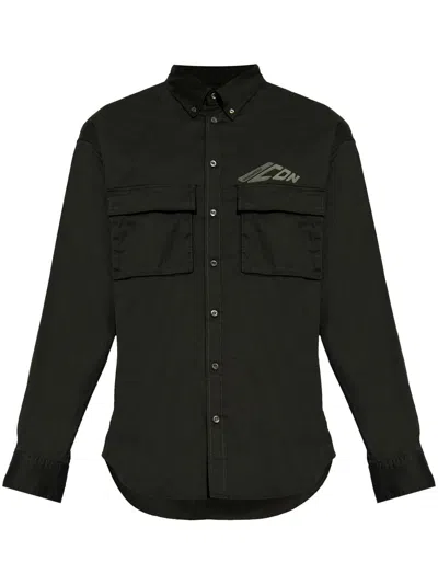 Dsquared2 Button-down Icon Shirt With Utility Pockets In Black