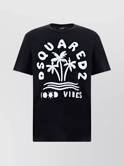 Dsquared2 Iconic Monogram Graphic Cotton T-shirt In Black