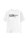 Dsquared2 Men White Crew Neck T-shirt With Raised Collar And Maxi Logo On The Front In Cotton Man In White