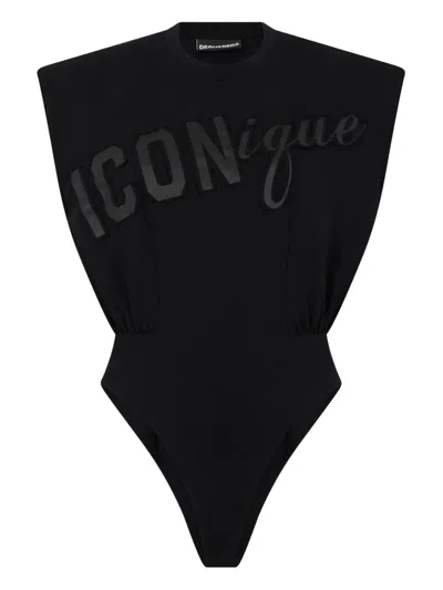 Dsquared2 Iconique Padded Jersey Top In Black
