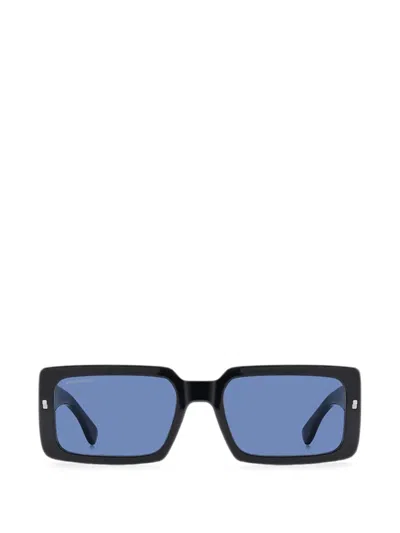Dsquared2 Iconique Rectangle-frame Sunglasses In Black