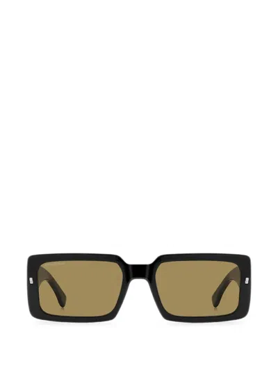 Dsquared2 Iconique Rectangle-frame Sunglasses In Black
