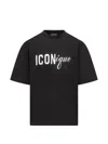 Dsquared2 Black T-shirt Iconique Loose Fit With Round Neck And Logo Print On The Front In Mens Cotton In Black