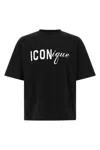 Dsquared2 Black T-shirt Iconique Loose Fit With Round Neck And Logo Print On The Front In Mens Cotton In Black
