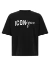 Dsquared2 Black T-shirt Iconique Loose Fit With Round Neck And Logo Print On The Front In Mens Cotton In Black