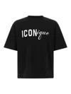 Dsquared2 Black T-shirt Iconique Loose Fit With Round Neck And Logo Print On The Front In Mens Cotton In Black