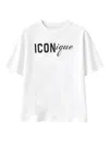 Dsquared2 Men White Crew Neck T-shirt With Raised Collar And Maxi Logo On The Front In Cotton Man In White