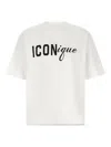Dsquared2 Men White Crew Neck T-shirt With Raised Collar And Maxi Logo On The Front In Cotton Man In White