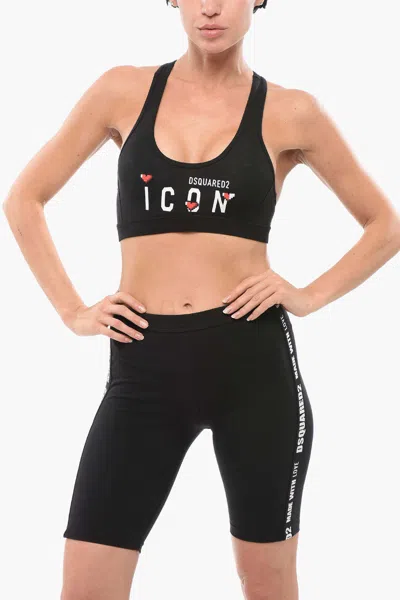Dsquared2 Icon-print Sports Bra In Black