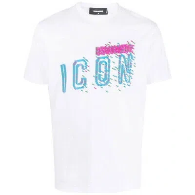 Pre-owned Dsquared2 Icons Pixel Logo Cool Fit White T-shirt