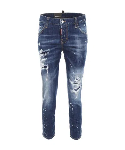 Dsquared2 Imitation Nine-cent Cotton Jeans In Blue