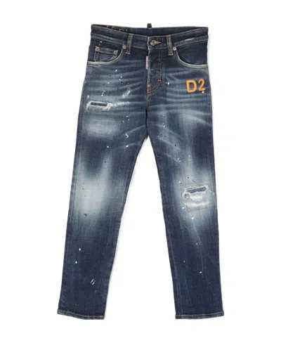 Dsquared2 Imitation Old Logo Jeans In Blue