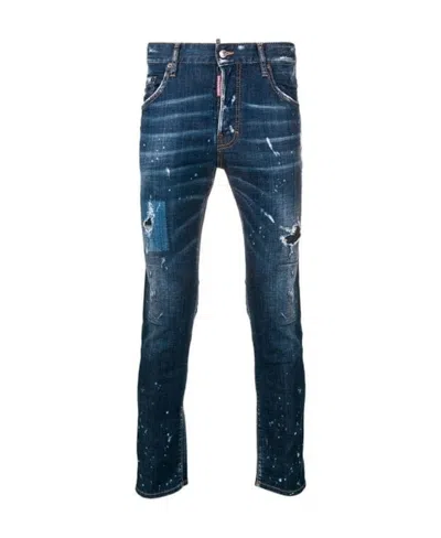 Dsquared2 Imitation Old Skinny Jeans In Blue
