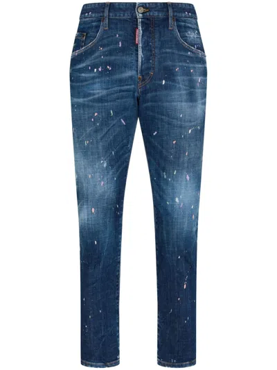 Dsquared2 Straight Slim Cut Stretch-cotton Trousers In Multicolor