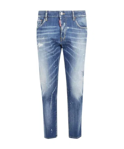 Dsquared2 Ink Splashes Straight Jeans In Blue