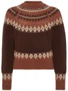 Dsquared2 Brown Crewneck Sweater With Intarsio Motif In Wool Blend Man In Brown