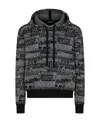 Dsquared2 Intarsia-knit Drawstring Hoodie In Black