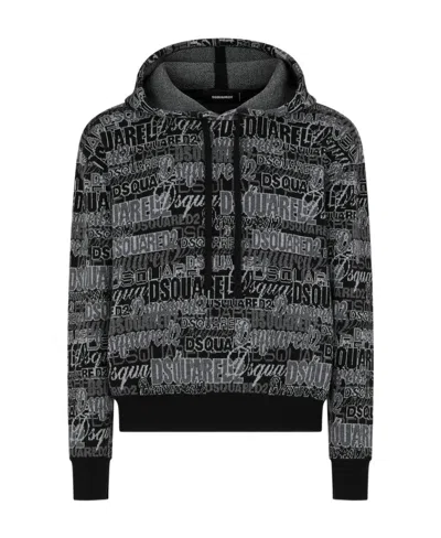 Dsquared2 Intarsia-knit Drawstring Hoodie In Black